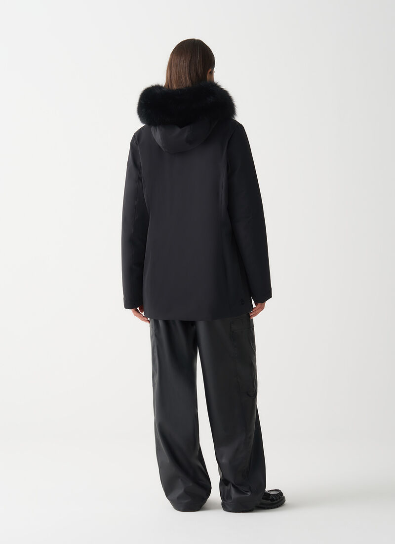 Waterproof down jacket with fur