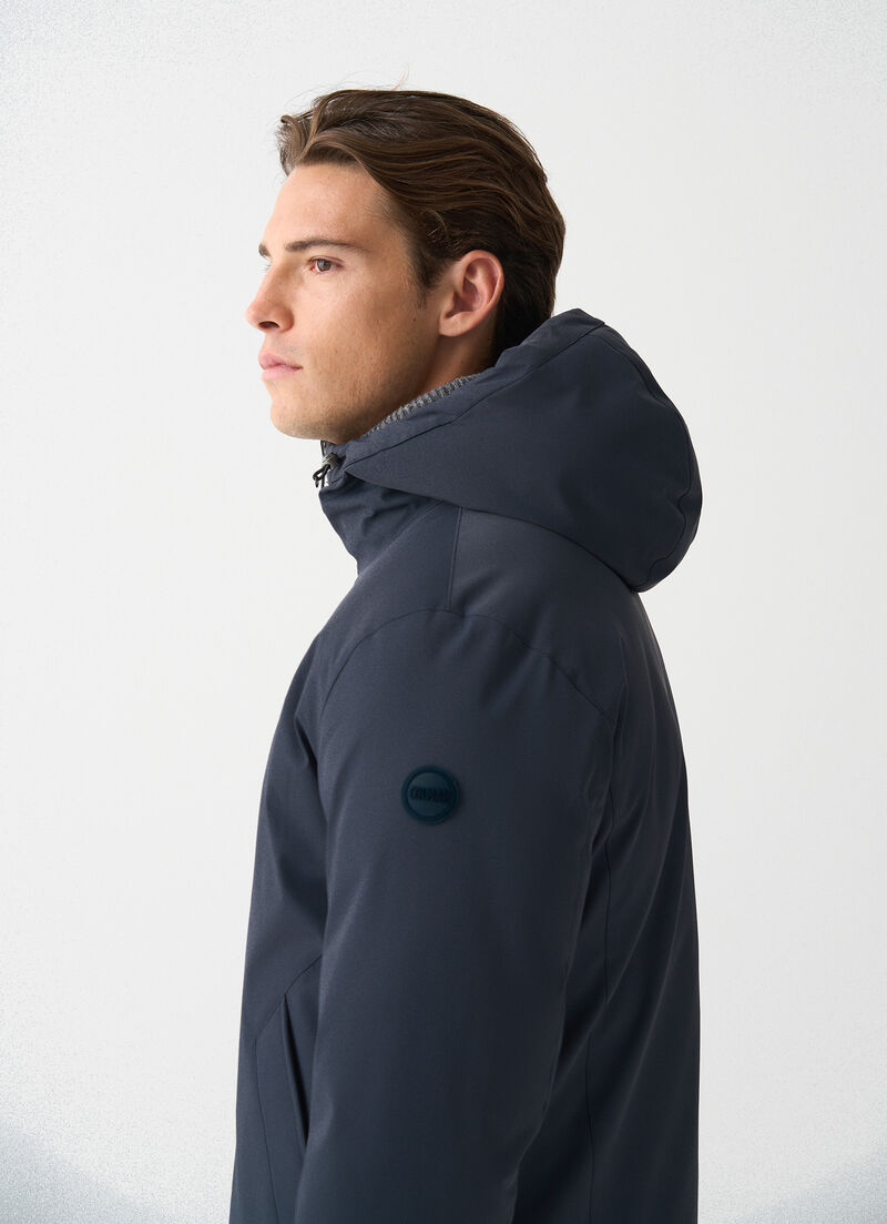 Reversible waterproof down jacket