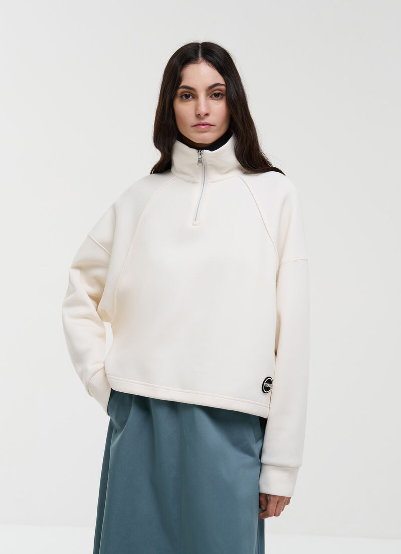 Cropped half-zip sweatshirt