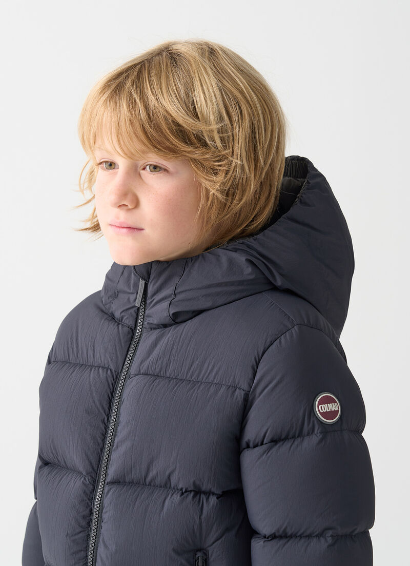 Puffy down jacket with hood