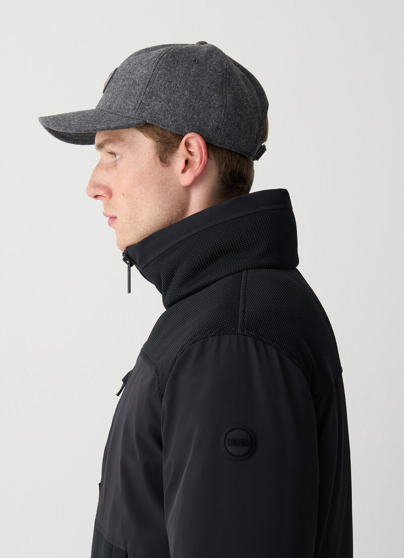 Bi-material down jacket
