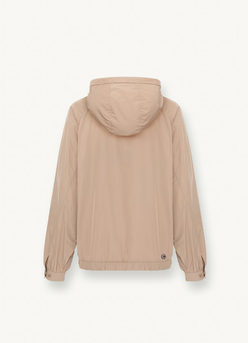 Unlined taffeta jacket with hood