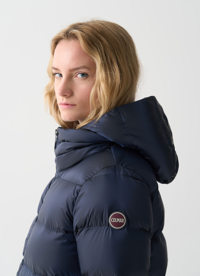 Down jacket with detachable hood