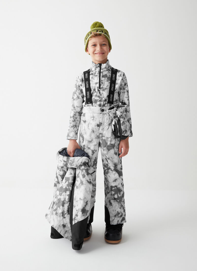 Boys’ tie-dye ski bib and brace