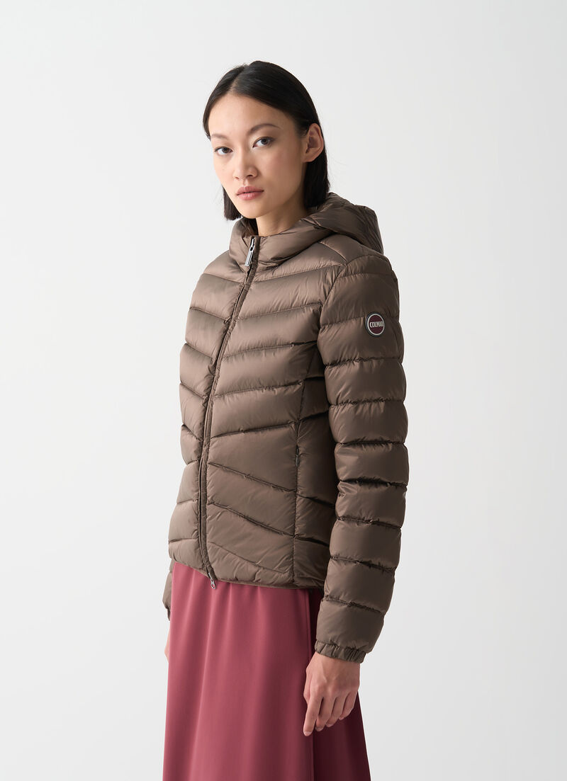 Quilted down jacket with hood