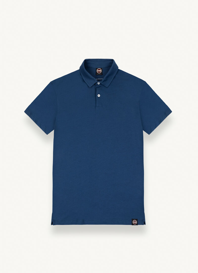Compact cotton polo shirt with shirt collar