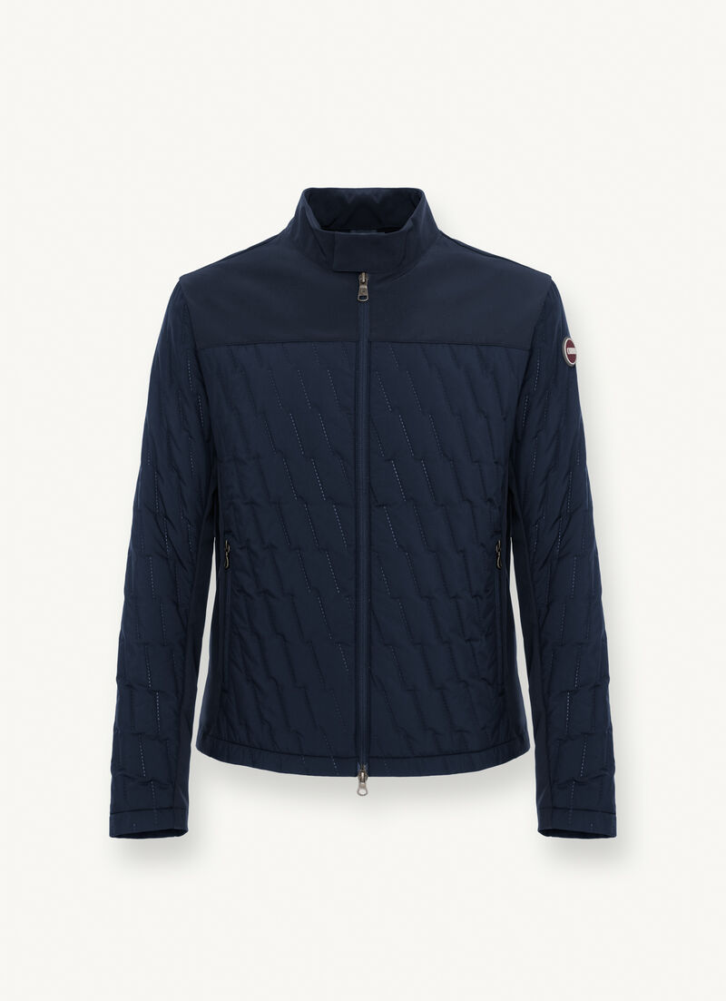 Padded biker jacket with ultrasonic stitching