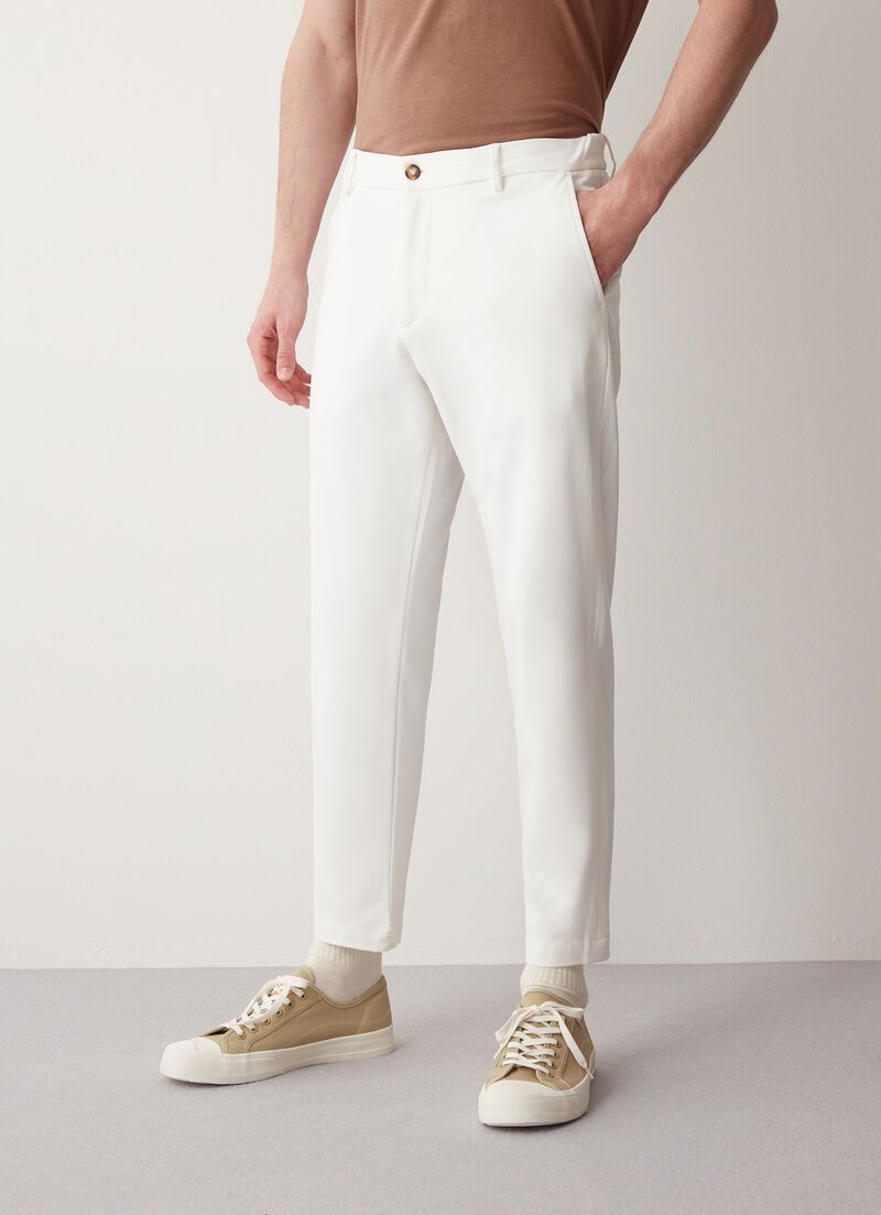 Chino-cut trousers with elasticated waistband