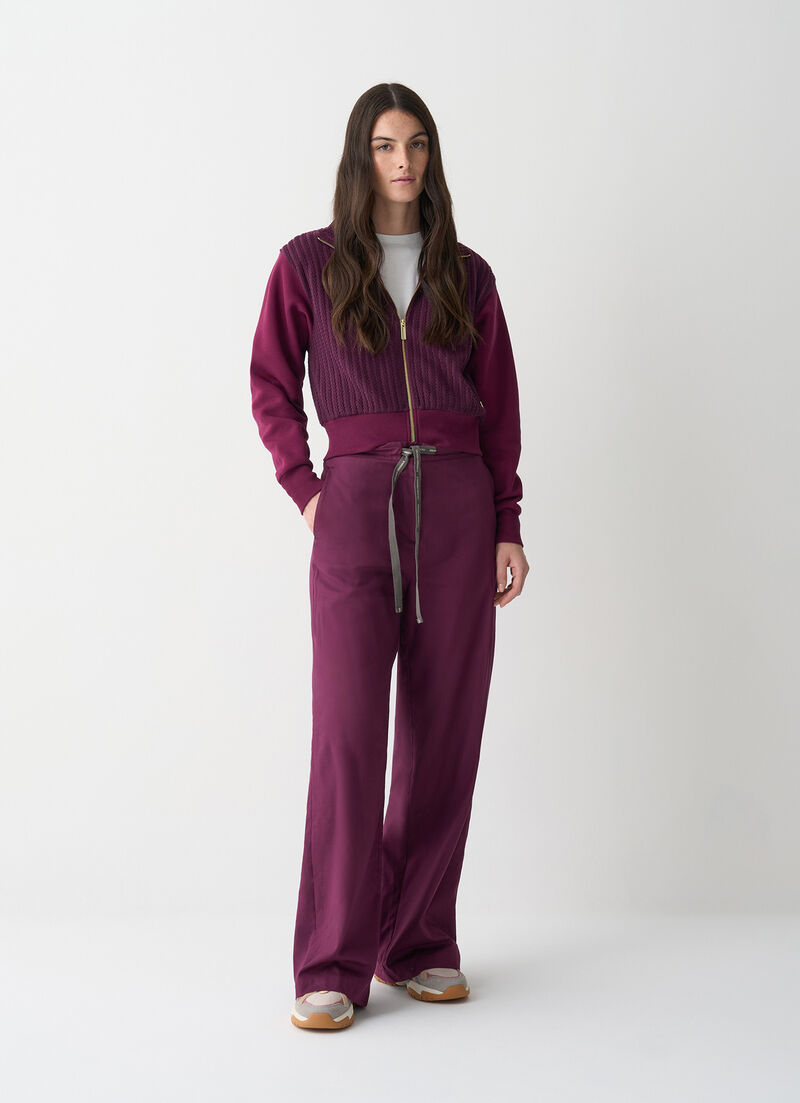 Cable-knit sweatshirt with zip