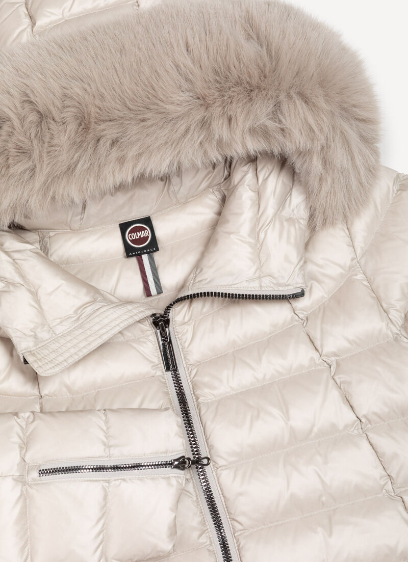 A-line down jacket with fur