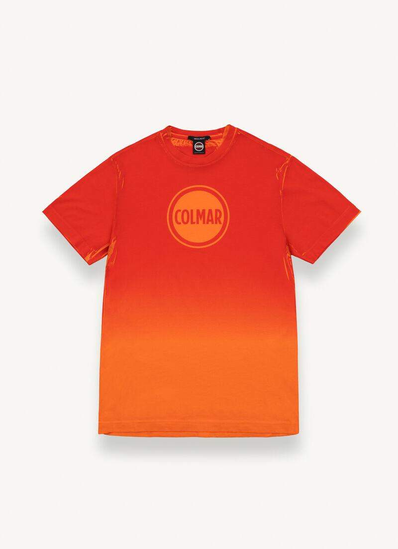 Faded effect printed cotton T-shirt