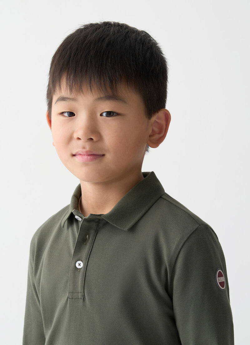 Long-sleeved piqué polo shirt