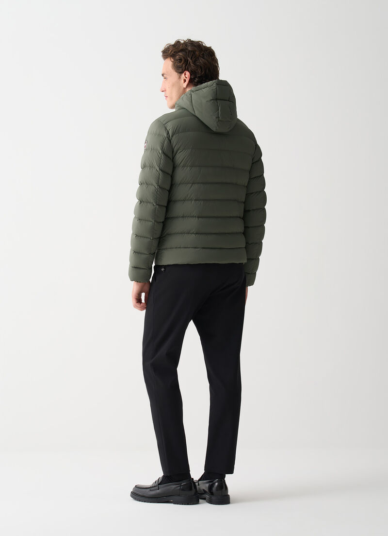 Down jacket with detachable hood