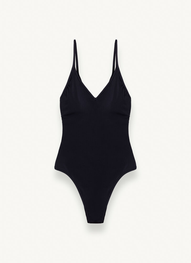 One-piece swimsuit with adjustable shoulder straps
