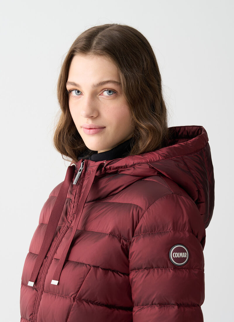 Fitted down jacket with hood