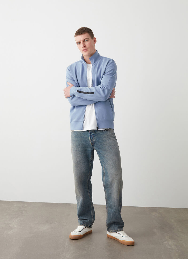 Zip-up sweatshirt with logo tape