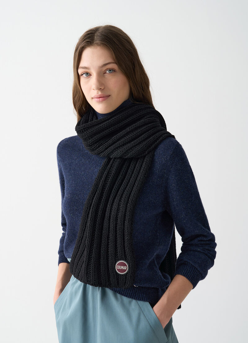 Long unisex rib-knit scarf