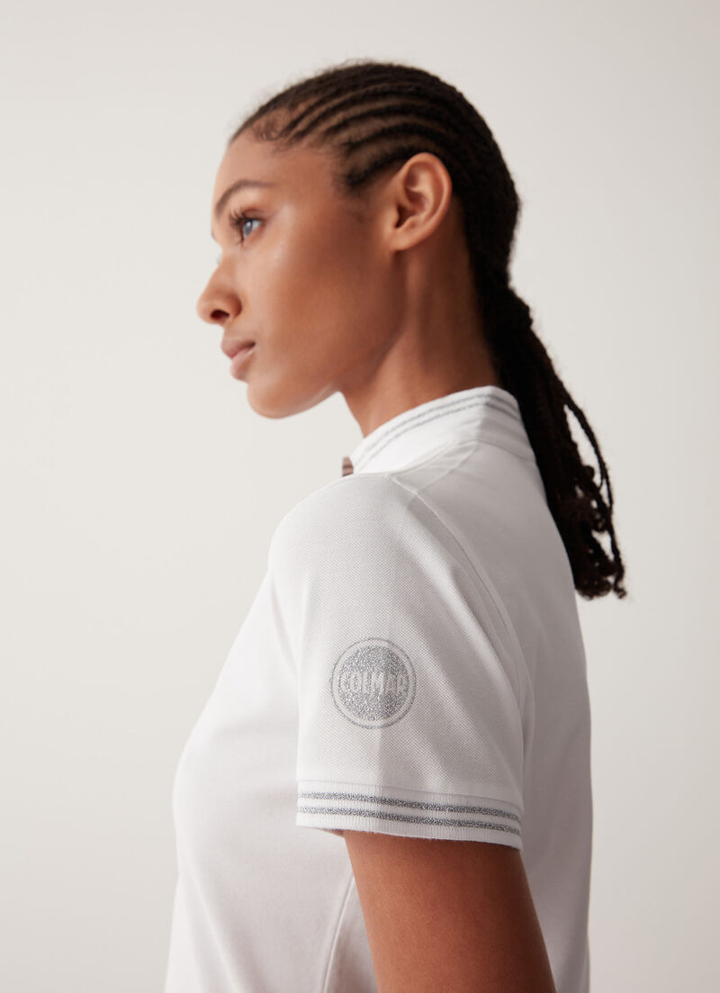Stretch piqué polo-shirt with ribbed collar