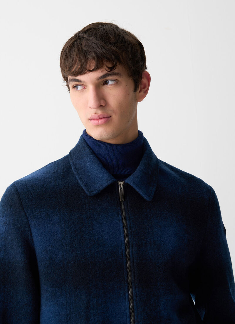 Chequered shacket with zip