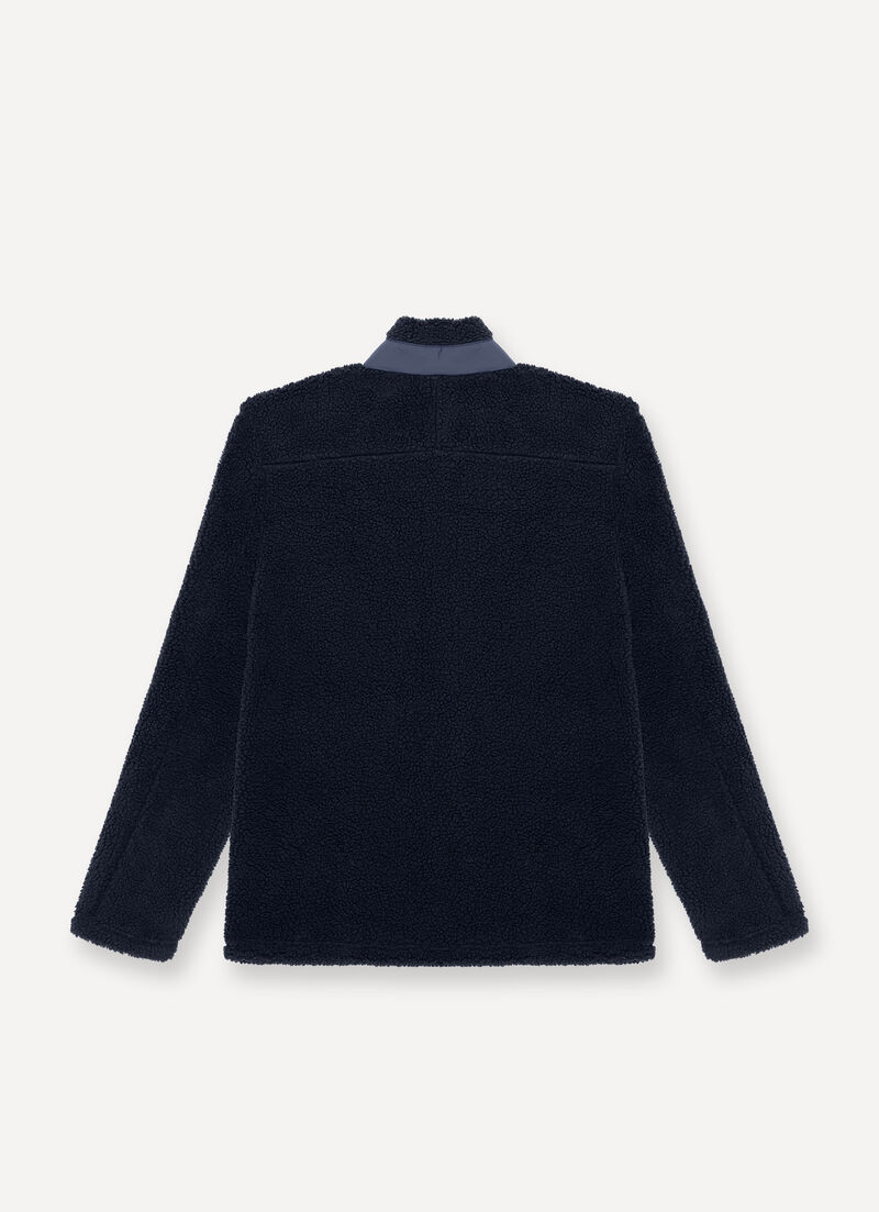 Full-zip sherpa-style knit sweatshirt