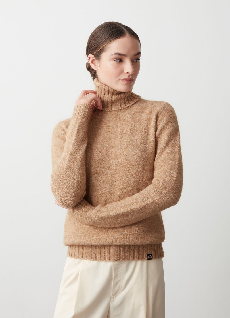 Mohair-blend polo-neck