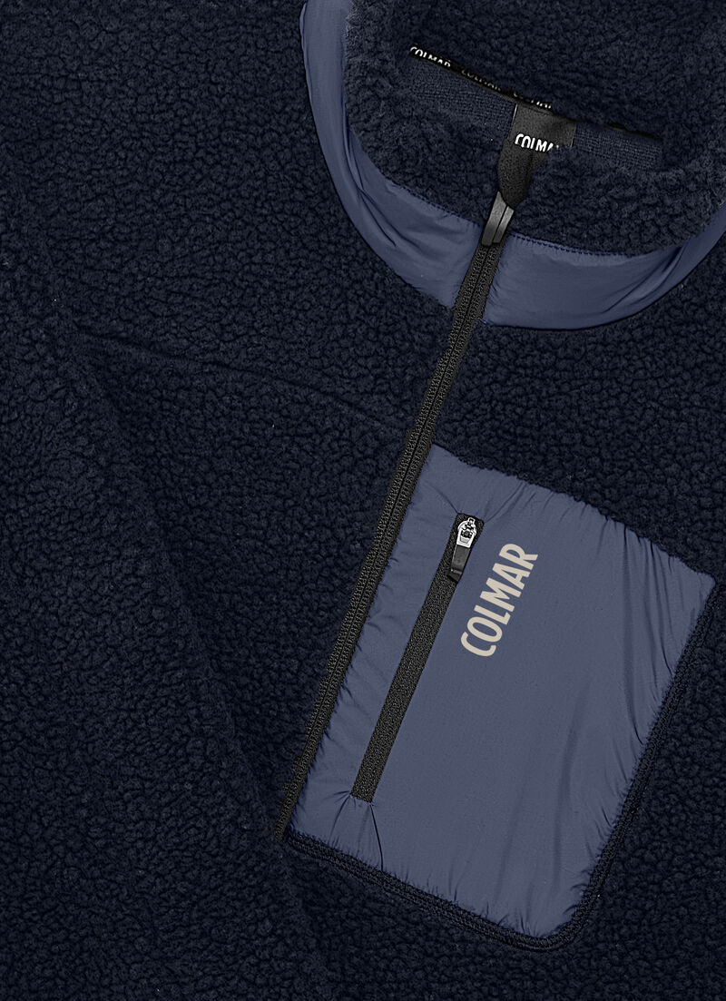 Full-zip sherpa-style knit sweatshirt