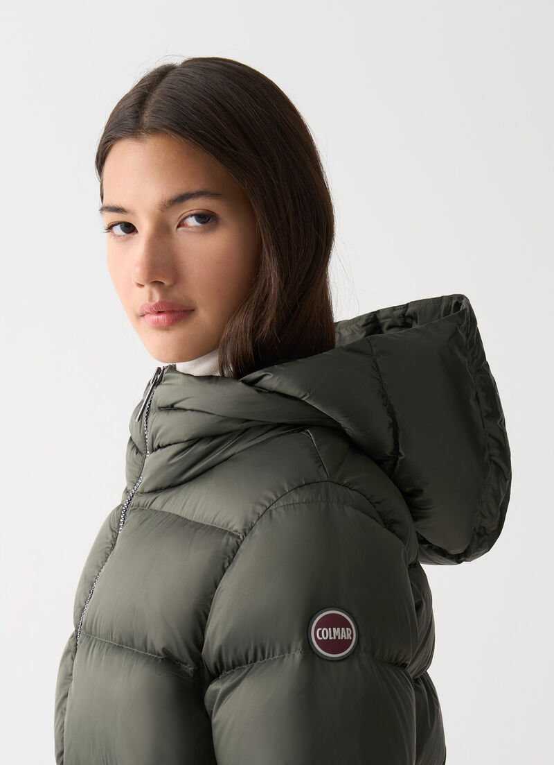 Down jacket with detachable hood