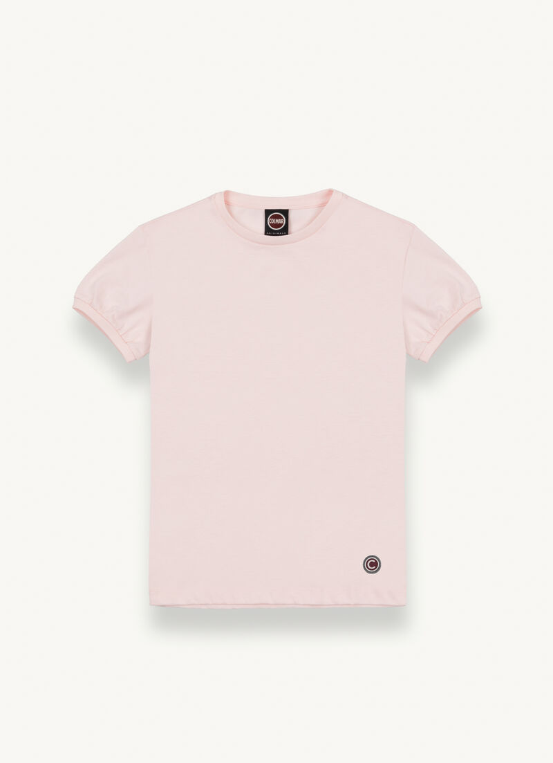 Stretch T-shirt with puff sleeves