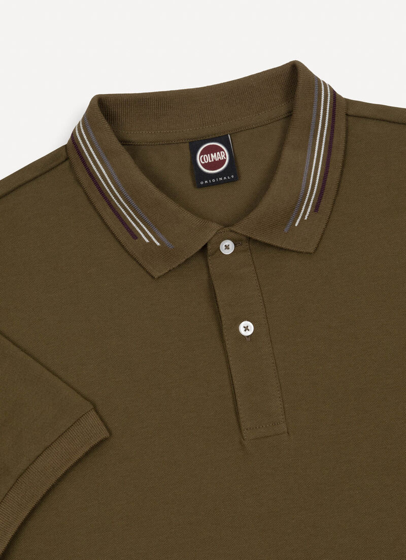 Piqué polo-shirt with jacquard stripe