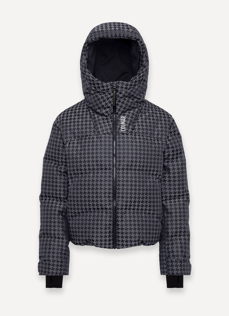 Houndstooth padded ski jacket