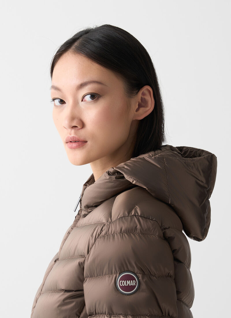 Quilted down jacket with hood