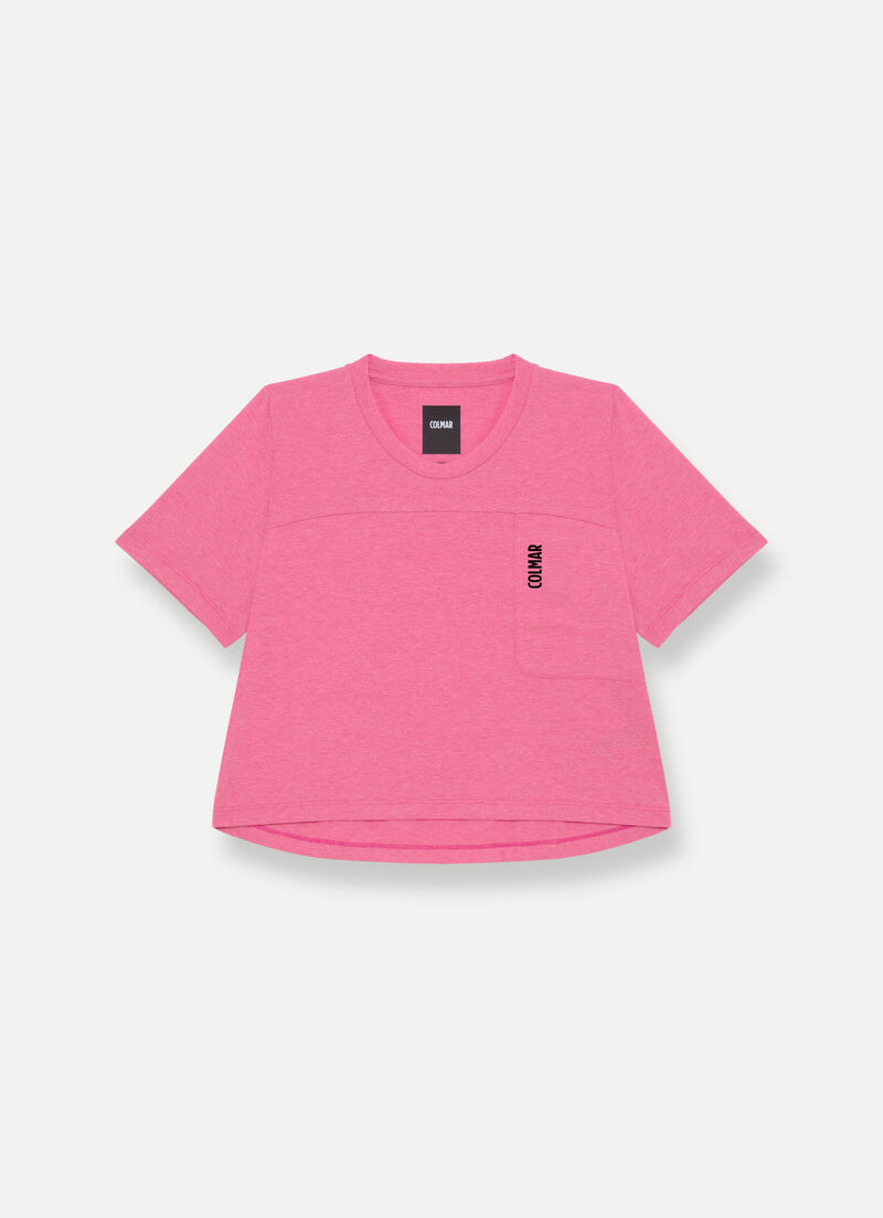 Cropped round-neck T-shirt