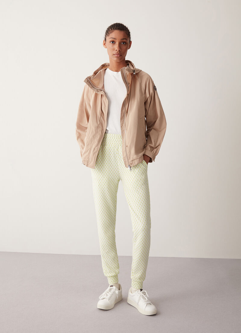 Geometric-design interlock trousers