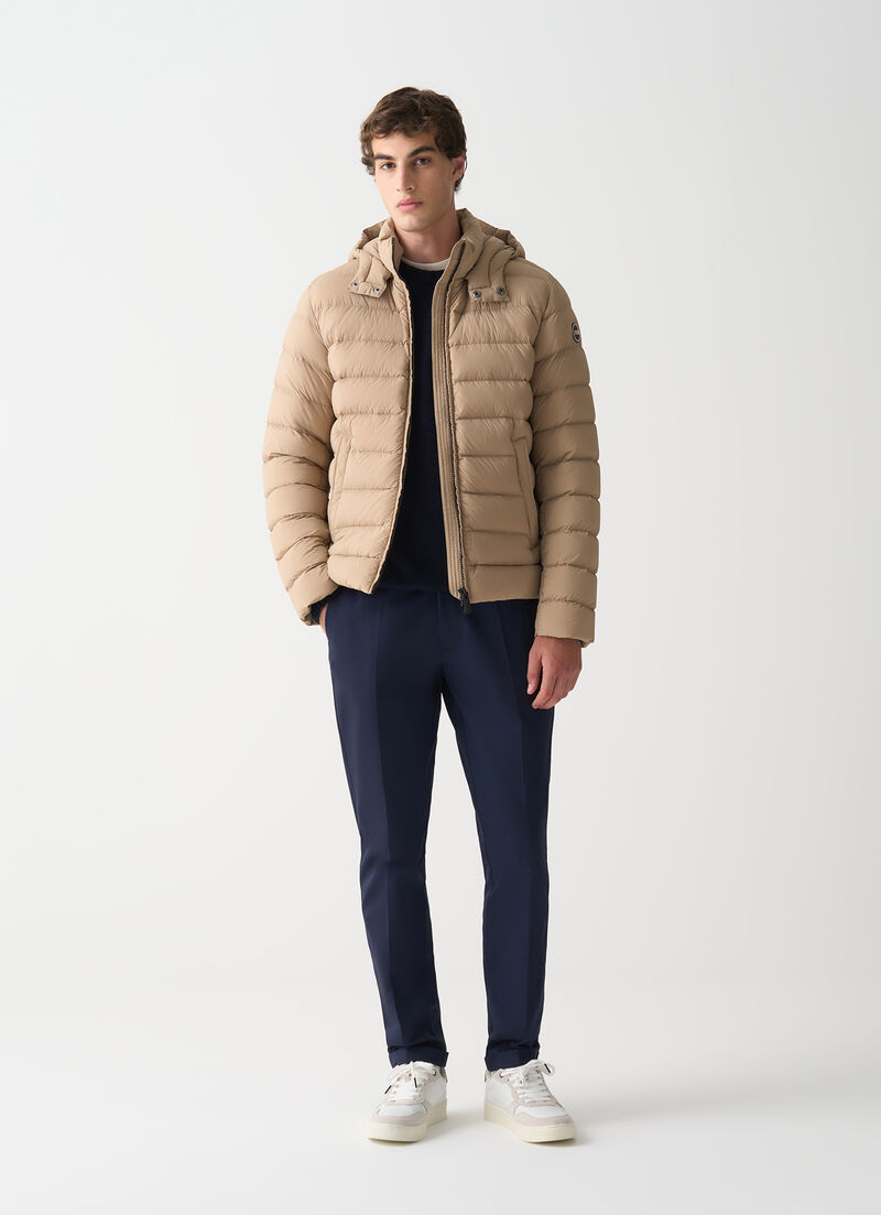 Down jacket with detachable hood