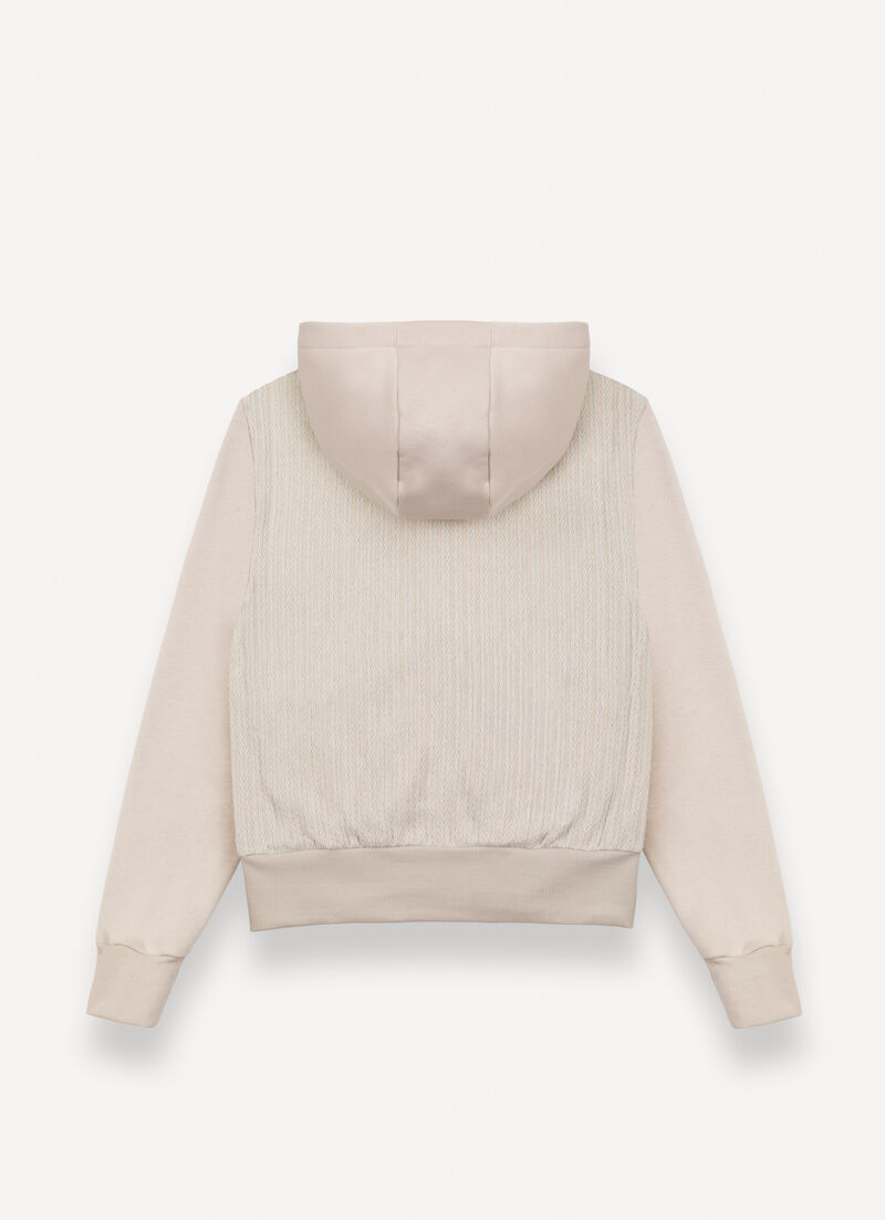 Cable-knit hooded sweatshirt