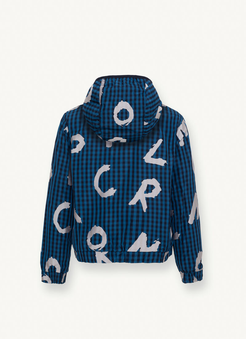 Unlined jacket with vichy pattern and print