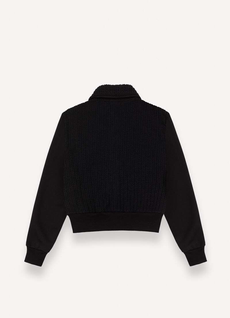 Cable-knit zip-up sweatshirt