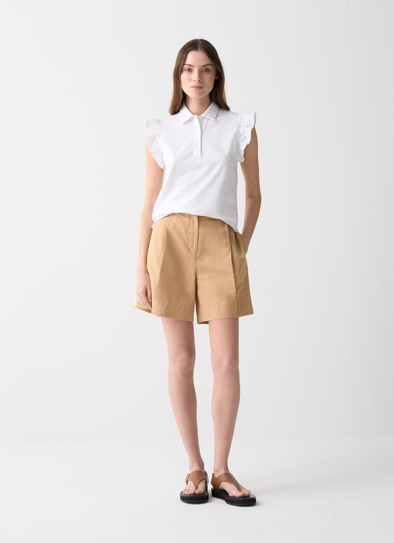 Piqué polo-shirt with ruches