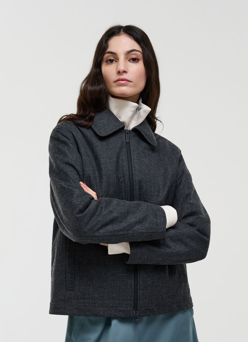 Lightweight wadded shirt jacket.