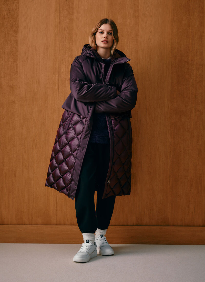 Long down-padded maxi-jacket