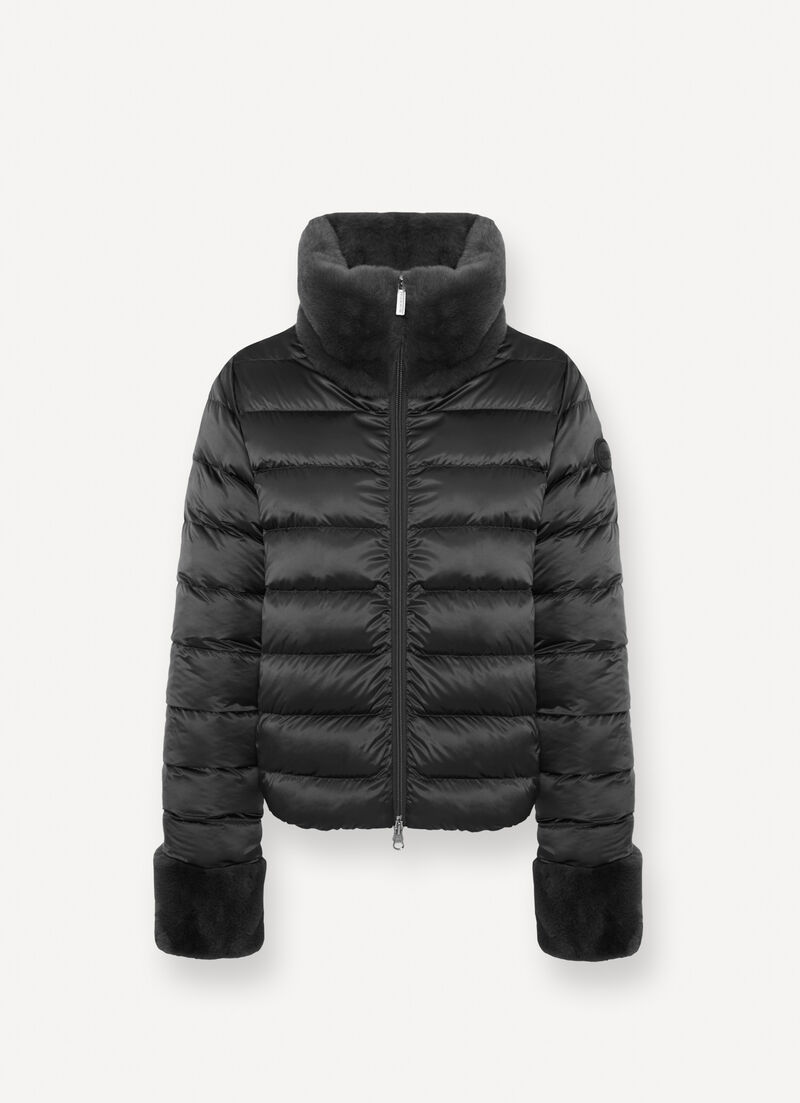 Reversible faux fur down jacket