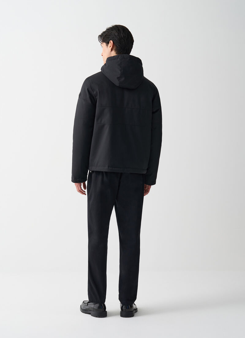 Twill down jacket with patch pockets