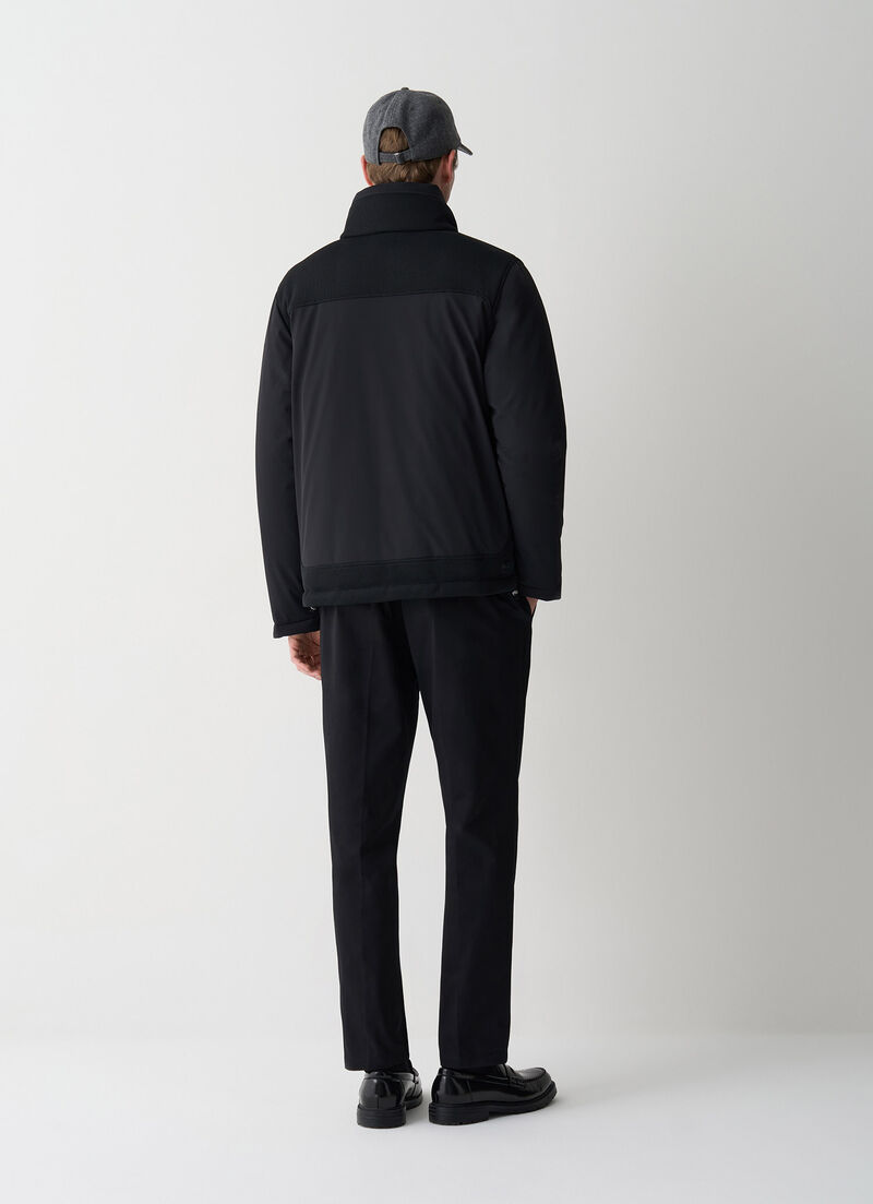 Bi-material down jacket