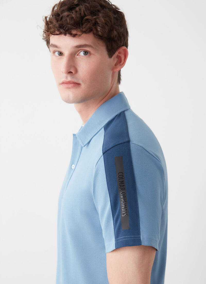 Two-tone piqué polo-shirt