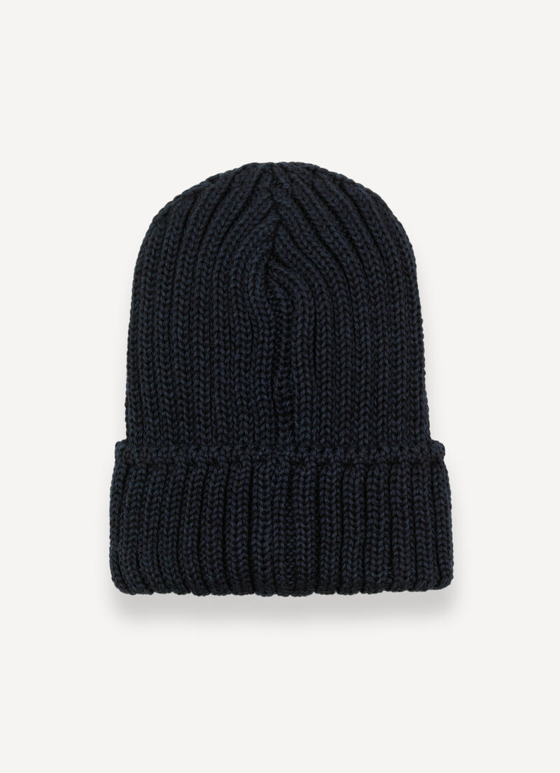 Unisex rib-knit hat with turn-up