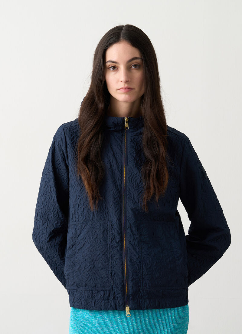 Embossed hooded jacket