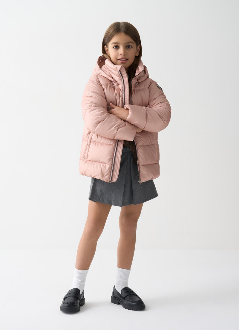 Down jacket with detachable hood