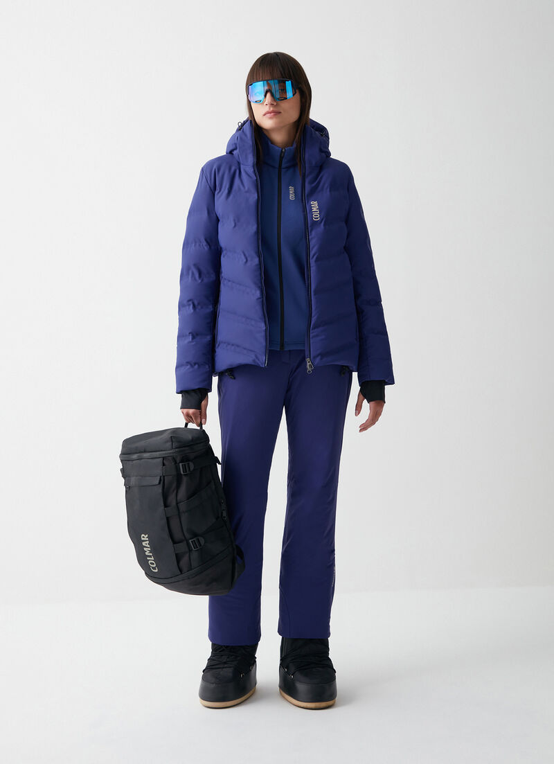 Extra-warm down ski jacket with neck warmer