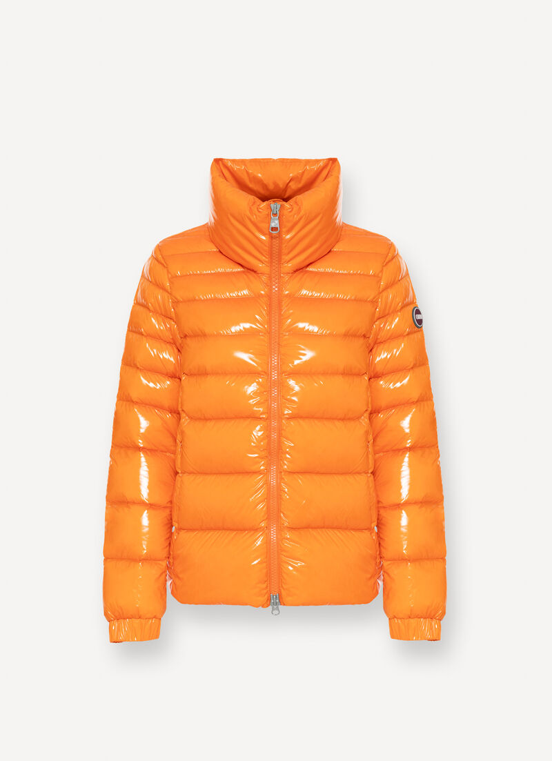 Super-glossy down jacket with drawstring