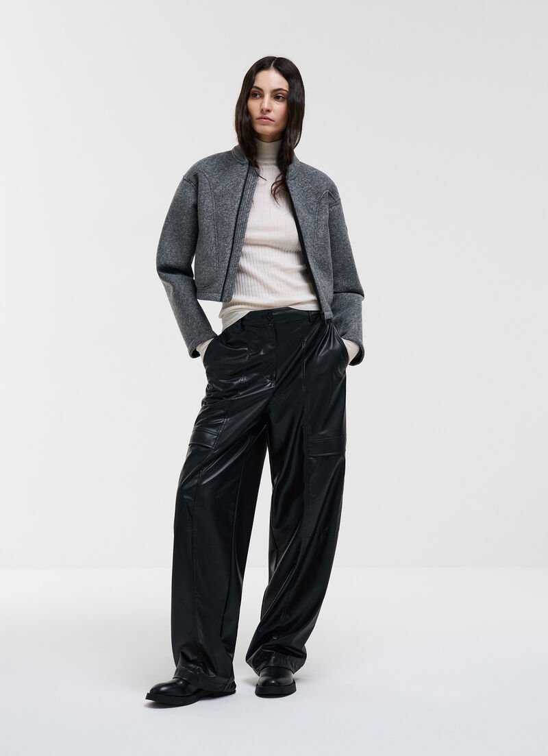 Cropped scuba bomber jacket